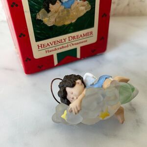 Hallmark Christmas Ornament Heavenly Dreamer 1986 Baby Angel Sleeping on Cloud